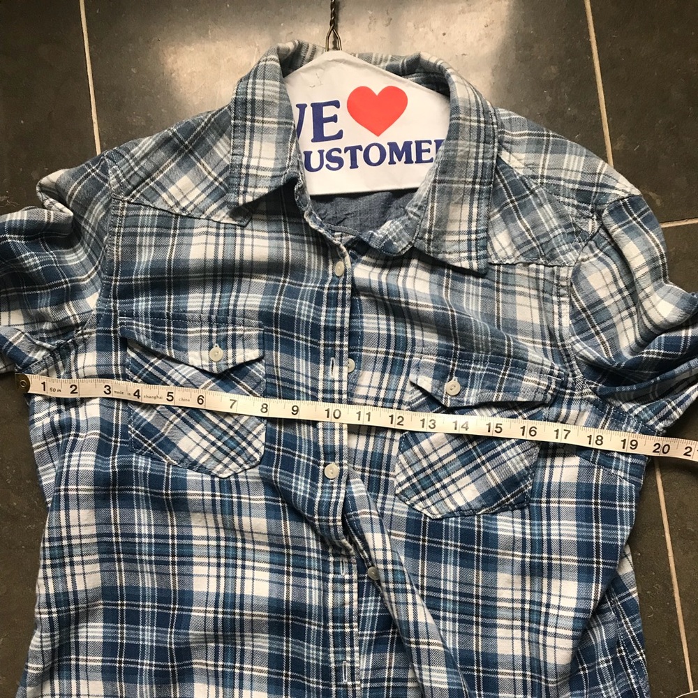 Gap Flannel Chambray Button Down With Denim Trim L - image 6